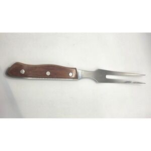 Maxam Steel Carving Fork Wood Handle Stainless Japan 2 Tine Meat Server